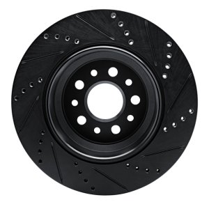 Maserati Ghibli Brake Rotor (1) - Rear Left - R1 Concepts - Drilled & Slotted - Black - `14-`16